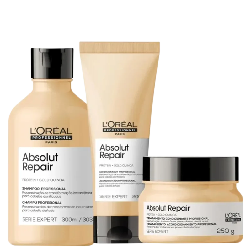 Kit L'Oréal Professionnel Serie Expert Absolut Repair Gold Quinoa + Protein Trio de Nutrição (3 Produtos)